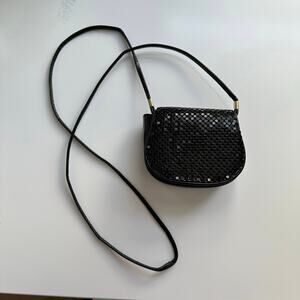 Black mini metal mesh crossbody evening bag‎